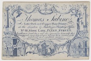 Tryckare, Thomas Sabine, handelskort av English School