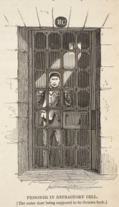 Prisoner in Refractory cell (ytterdörren ska kastas tillbaka), illustration från The Criminal Prisons of London och Scenes from Prison Life av Henry Mayhew och John Binny, pub. 1862 (e av English School