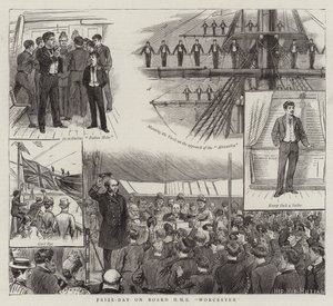 Prisdag ombord på HMS Worcester (gravyr) av English School