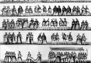 Procession vid dopet av Prins Arthur, son till Henrik VII, graverad 1782 av English School