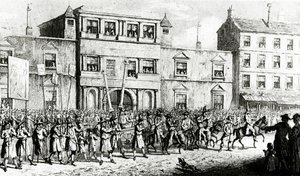 Procession 1741 i London hånade frimurare, 1843 av English School
