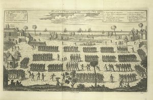 Procession till den store ormens tempel för att kröna kungen, illustration från "En ny allmän samling av resor och resor,...som förstår allt anmärkningsvärt i sitt slag, i Europa, Asien, Afrika och Amerika." av English School