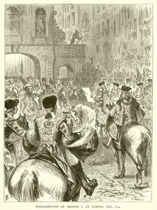 Proklamation av George I på Temple Bar, 1714 av English School