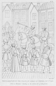 Proklamation av freden i Arras i Reims, 2 oktober 1435 (gravyr) av English School