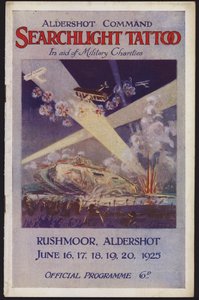 Program för Aldershot Command Searchlight Tattoo, Rushmoor, Aldershot, Hampshire av English School