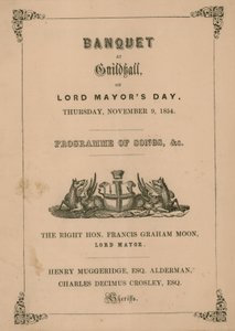 Program för banketten i Guildhall, London, den 9 november 1854 av English School