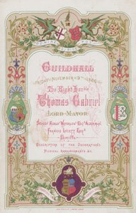 Program för banketten i Guildhall, London, den 9 november 1866 av English School