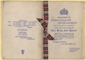 Program för Cinematograph Entertainment i närvaro av kungen och drottningen av English School