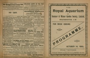 Program för evenemang på Royal Aquarium av English School