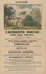 Reklambroschyr för The Stadium, Cremorne House, Kings Road, Chelsea, London av English School