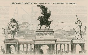 Föreslagen staty av Punch vid Hyde Park Corner av English School