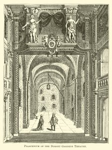 Proscenium av Dorset Gardens Theatre av English School