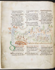 Psalm 6 från Harley Psalter, Harley MS 603 f.3v av English School