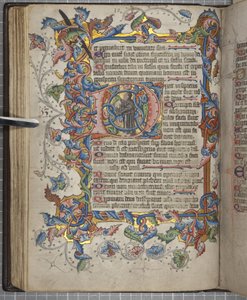 Psaltare med Sarum-brukskalender, Fol 40 verso, c.1425-75 (bläck, färg & guld på veläng) av English School