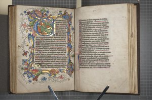 Psaltare med Sarum-brukskalender, Fol 72 verso fol 73 recto, c.1425-75 (bläck, färg & guld på veläng) av English School