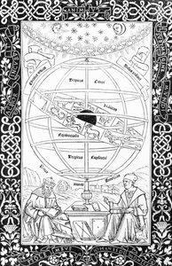 Ptolemaios system, illustration från vetenskap och litteratur från medeltiden och renässansen, skriven och graverad av Paul Lacroix, 1878 av English School