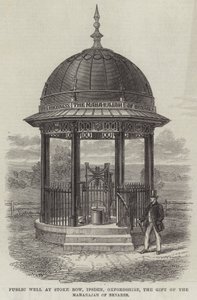 Public Well at Stoke Row, Ipsden, Oxfordshire, gåvan av Maharajah of Benares (gravyr) av English School