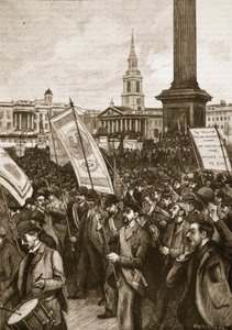 Offentligt möte på Trafalgar Square till minne av Bloody Sunday, 1892, illustration från Cassells Illustrated History of England (sepiafoto) av English School