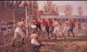 Offentliga skolpojkar som spelar fotboll av English School