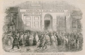 Publicering av en extraordinär krigstidning, på kontoret, St Martins Lane av English School