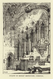 Predikstol i Monks Refectory, Chester av English School