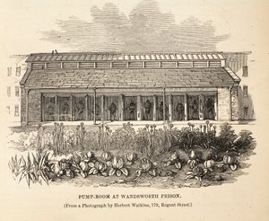Pumprum i Wandsworth Prison, illustration från The Criminal Prisons of London och Scenes from Prison Life av Henry Mayhew och John Binny, pub. 1862 av English School