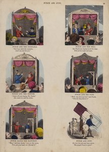 Punch and Judy Show (färgad gravyr) av English School