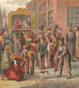 Punch och Judy visar på gatan av English School
