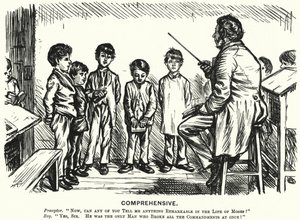 Punch tecknad: Omfattande - religionsundervisningslektion (gravyr) av English School