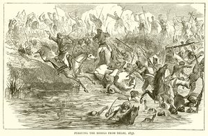 Jag förföljer rebellerna från Delhi, 1857 av English School