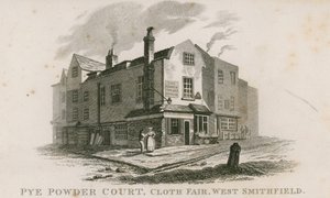 Pye Powder Court, Cloth Fair, West Smithfield, hölls på Sign of the Hand and Shears pub av English School