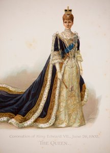 Drottning Alexandra i sina kröningskläder av English School
