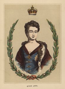 Drottning Anne (kolorerad gravyr) av English School