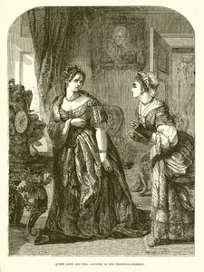 Drottning Anne och fru Danvers i närvarokammaren av English School
