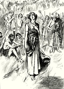 Drottning Boadicea och hennes soldater (litografi) av English School