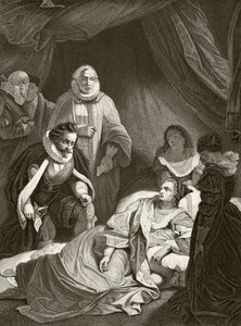 Drottning Elizabeth I på sin dödsbädd, från "The National and Domestic History of England" av William Hickman Smith Aubrey (1858-1916) publicerad i London, ca 1890 av English School