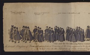 Drottning Elizabeth I:s begravningståg (färgad gravyr) av English School
