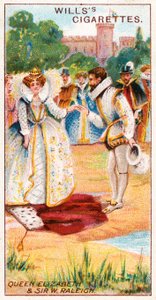 Drottning Elizabeth och Sir Walter Raleigh av English School