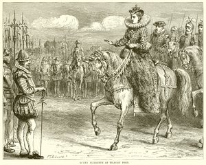 Drottning Elizabeth vid Tilbury Fort av English School