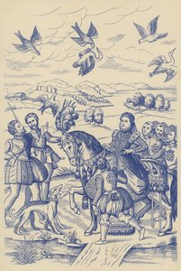 Königin Elizabeth beim Beizjagen von English School