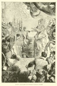 Drottning Elizabeth riddar Francis Drake av English School