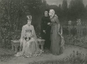 Drottning Isabella och hennes damer, kung Richard II av English School