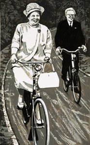 Drottning Juliana av Holland på cykel av English School