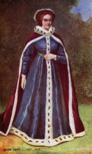 Queen Mary I (färg litho) av English School