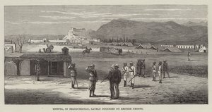 Quetta, i Beloochistan, nyligen ockuperad av brittiska trupper (gravyr) av English School