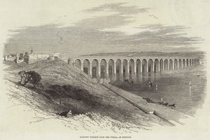 Järnvägsviadukten över Tweed, vid Berwick (gravyr) av English School