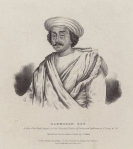 Ram Mohan Roy, indisk filosof, reformator och grundare av Brahmo Sabha-rörelsen (litografi) av English School
