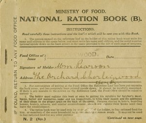 Ransoneringsbok för William Pearson, Chorleywood, Hertfordshire, 1919 (tryck) av English School