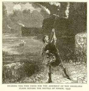 Uppfostrar eldkorset för församlingen av Highland Clans före slaget vid Pinkie, 1547