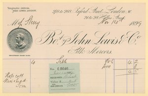 Kvitto från John Lewis & Co., 14 november 1896 av English School